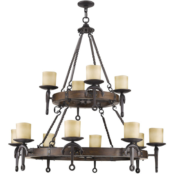 HomeRoots Twelve Light Dimmable Chandelier with Resin Shades - Elegant Modern Fixture for Any Space 687503