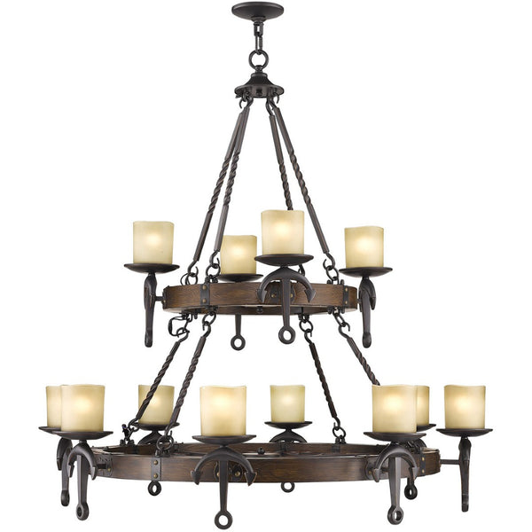HomeRoots Twelve Light Dimmable Chandelier with Resin Shades - Elegant Modern Fixture for Any Space 687503