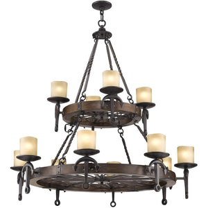 HomeRoots Twelve Light Dimmable Chandelier with Resin Shades - Elegant Modern Fixture for Any Space 687503
