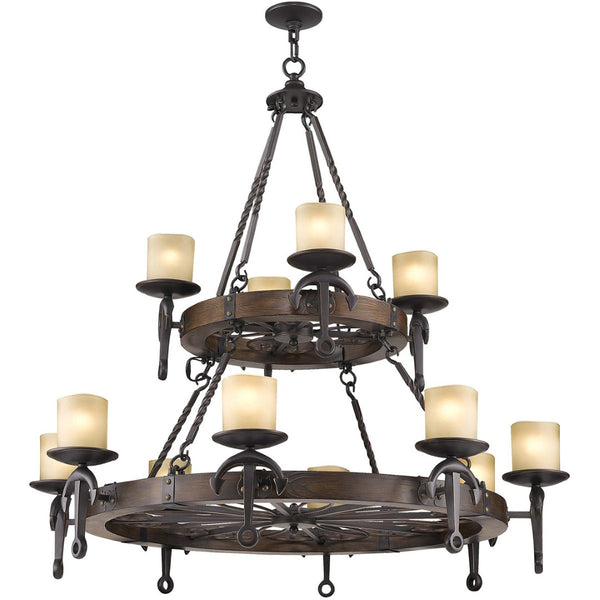 HomeRoots Twelve Light Dimmable Chandelier with Resin Shades - Elegant Modern Fixture for Any Space 687503