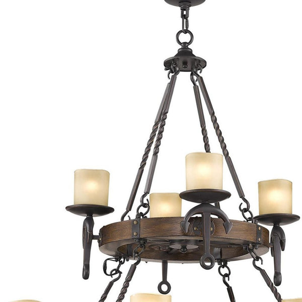 HomeRoots Twelve Light Dimmable Chandelier with Resin Shades - Elegant Modern Fixture for Any Space 687503