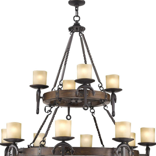 HomeRoots Twelve Light Dimmable Chandelier with Resin Shades - Elegant Modern Fixture for Any Space 687503
