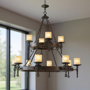 HomeRoots Twelve Light Dimmable Chandelier with Resin Shades - Elegant Modern Fixture for Any Space 687503