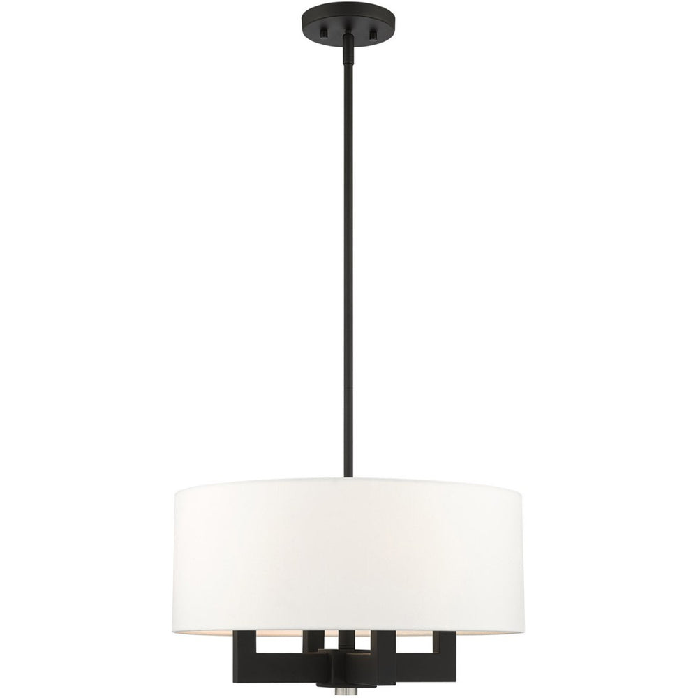 HomeRoots Black Dimmable Four-Light Chandelier with Cylinder Shades - Modern Minimalist Illumination Fixture 687504