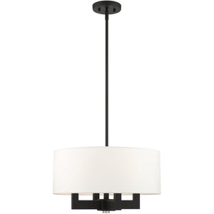 HomeRoots Black Dimmable Four-Light Chandelier with Cylinder Shades - Modern Minimalist Illumination Fixture 687504