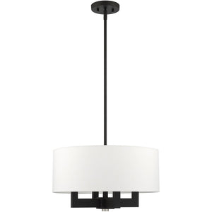 HomeRoots Black Dimmable Four-Light Chandelier with Cylinder Shades - Modern Minimalist Illumination Fixture 687504