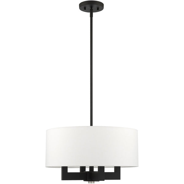HomeRoots Black Dimmable Four-Light Chandelier with Cylinder Shades - Modern Minimalist Illumination Fixture 687504