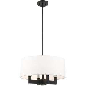 HomeRoots Black Dimmable Four-Light Chandelier with Cylinder Shades - Modern Minimalist Illumination Fixture 687504