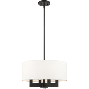 HomeRoots Black Dimmable Four-Light Chandelier with Cylinder Shades - Modern Minimalist Illumination Fixture 687504
