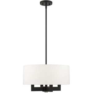 HomeRoots Black Dimmable Four-Light Chandelier with Cylinder Shades - Modern Minimalist Illumination Fixture 687504