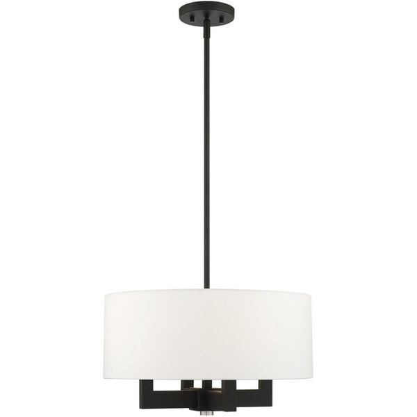 HomeRoots Black Dimmable Four-Light Chandelier with Cylinder Shades - Modern Minimalist Illumination Fixture 687504