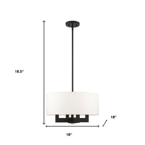 HomeRoots Black Dimmable Four-Light Chandelier with Cylinder Shades - Modern Minimalist Illumination Fixture 687504