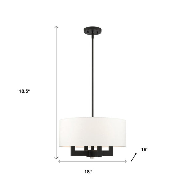 HomeRoots Black Dimmable Four-Light Chandelier with Cylinder Shades - Modern Minimalist Illumination Fixture 687504