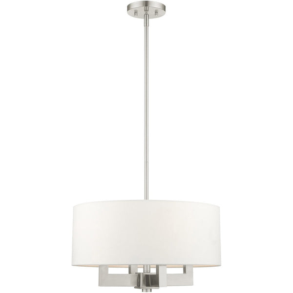 HomeRoots Four Light Dimmable Chandelier with Cylinder Shades - Modern Steel Design for Stylish Room Ambiance 687505