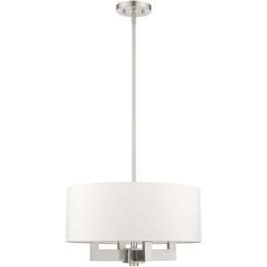 HomeRoots Four Light Dimmable Chandelier with Cylinder Shades - Modern Steel Design for Stylish Room Ambiance 687505