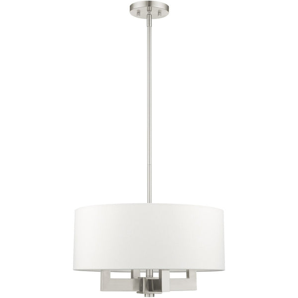 HomeRoots Four Light Dimmable Chandelier with Cylinder Shades - Modern Steel Design for Stylish Room Ambiance 687505