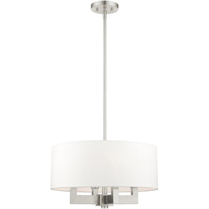 HomeRoots Four Light Dimmable Chandelier with Cylinder Shades - Modern Steel Design for Stylish Room Ambiance 687505