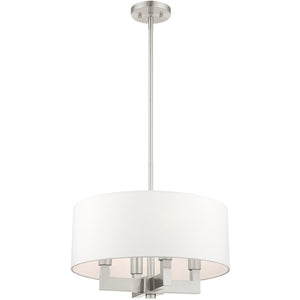 HomeRoots Four Light Dimmable Chandelier with Cylinder Shades - Modern Steel Design for Stylish Room Ambiance 687505