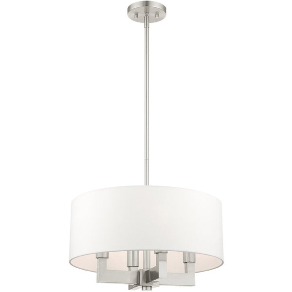 HomeRoots Four Light Dimmable Chandelier with Cylinder Shades - Modern Steel Design for Stylish Room Ambiance 687505