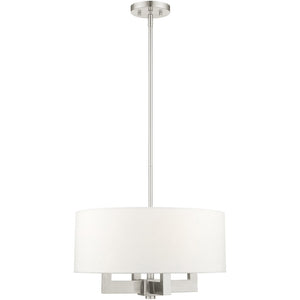 HomeRoots Four Light Dimmable Chandelier with Cylinder Shades - Modern Steel Design for Stylish Room Ambiance 687505