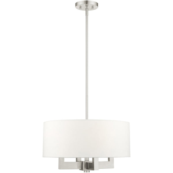 HomeRoots Four Light Dimmable Chandelier with Cylinder Shades - Modern Steel Design for Stylish Room Ambiance 687505