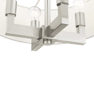 HomeRoots Four Light Dimmable Chandelier with Cylinder Shades - Modern Steel Design for Stylish Room Ambiance 687505