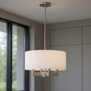 HomeRoots Four Light Dimmable Chandelier with Cylinder Shades - Modern Steel Design for Stylish Room Ambiance 687505