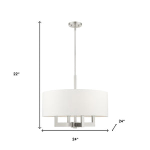 HomeRoots Four Light Dimmable Chandelier – Modern Cylinder Shades, Steel Construction, Adjustable Ambiance & Style 687507