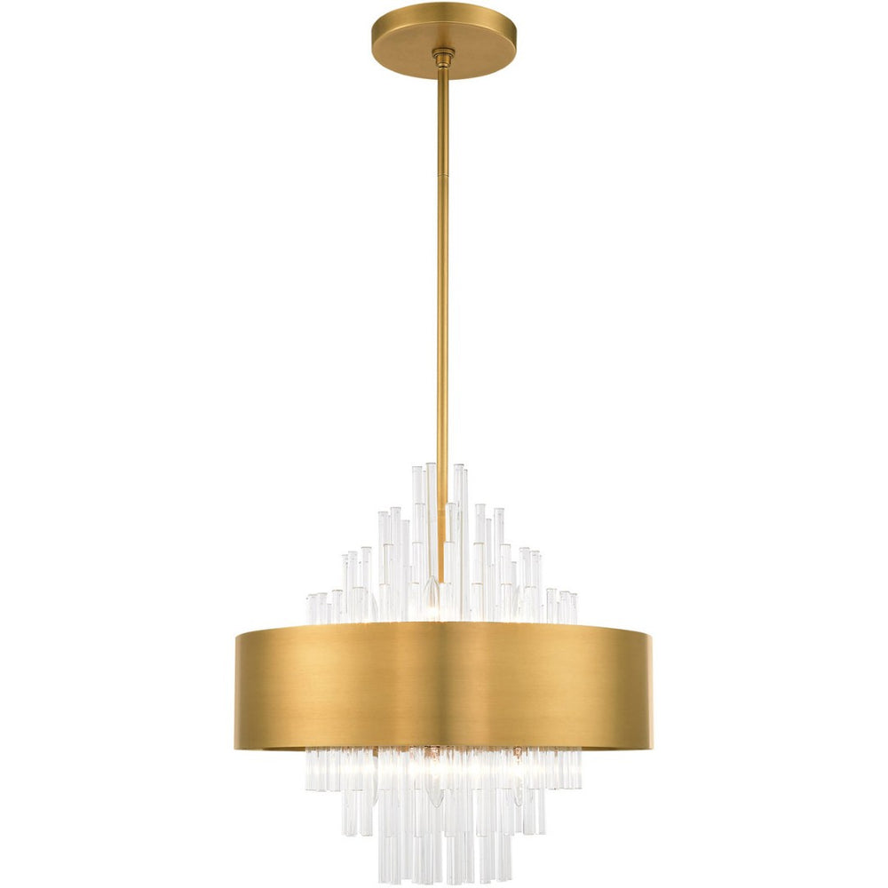 HomeRoots Eight Light Dimmable Chandelier with Fabric Shades - Modern Design for Dining Rooms & Living Spaces 687508