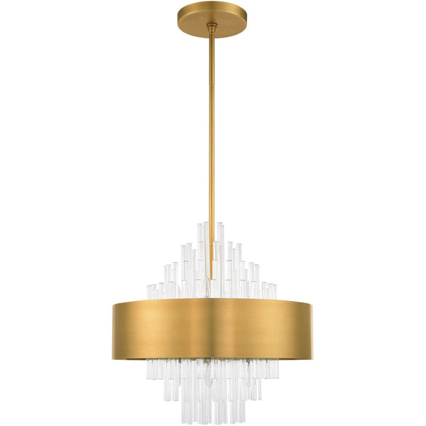 HomeRoots Eight Light Dimmable Chandelier with Fabric Shades - Modern Design for Dining Rooms & Living Spaces 687508