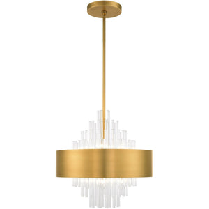 HomeRoots Eight Light Dimmable Chandelier with Fabric Shades - Modern Design for Dining Rooms & Living Spaces 687508
