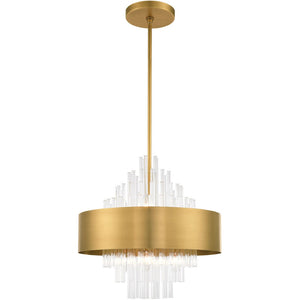 HomeRoots Eight Light Dimmable Chandelier with Fabric Shades - Modern Design for Dining Rooms & Living Spaces 687508