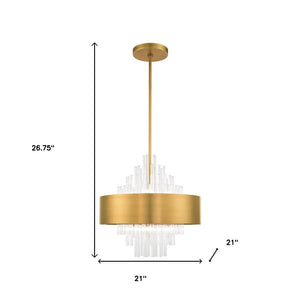 HomeRoots Eight Light Dimmable Chandelier with Fabric Shades - Modern Design for Dining Rooms & Living Spaces 687508