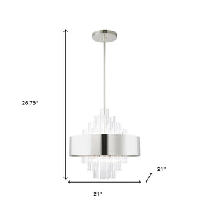 HomeRoots Eight Light Dimmable Chandelier – Modern Cylinder Design with Shades for Warm Ambiance & Versatility 687509