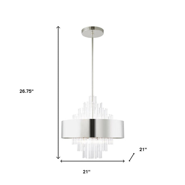 HomeRoots Eight Light Dimmable Chandelier – Modern Cylinder Design with Shades for Warm Ambiance & Versatility 687509