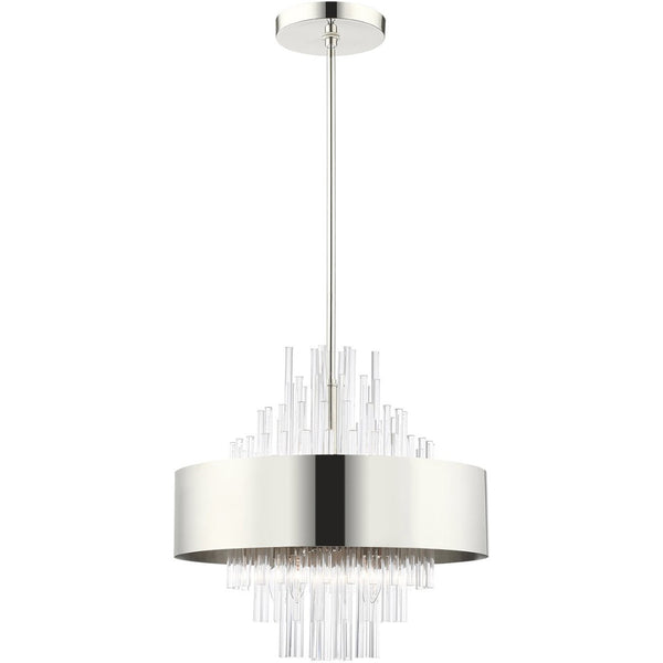 HomeRoots Eight Light Dimmable Chandelier – Modern Cylinder Design with Shades for Warm Ambiance & Versatility 687509