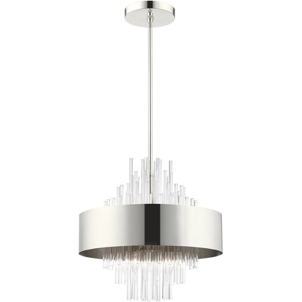 HomeRoots Eight Light Dimmable Chandelier – Modern Cylinder Design with Shades for Warm Ambiance & Versatility 687509