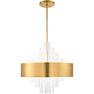 HomeRoots Ten Light Dimmable Chandelier – Modern Cylinder Design with Soft Fabric Shades for Ambiance & Style 687510