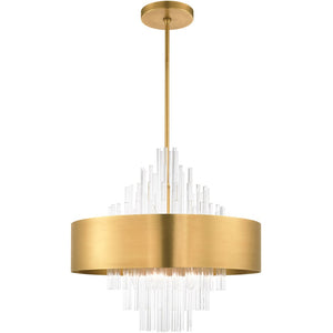 HomeRoots Ten Light Dimmable Chandelier – Modern Cylinder Design with Soft Fabric Shades for Ambiance & Style 687510