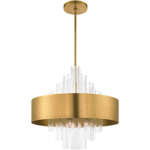 HomeRoots Ten Light Dimmable Chandelier – Modern Cylinder Design with Soft Fabric Shades for Ambiance & Style 687510