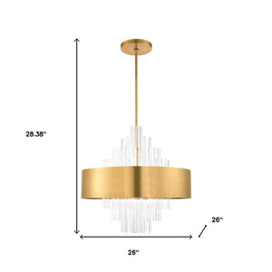 HomeRoots Ten Light Dimmable Chandelier – Modern Cylinder Design with Soft Fabric Shades for Ambiance & Style 687510