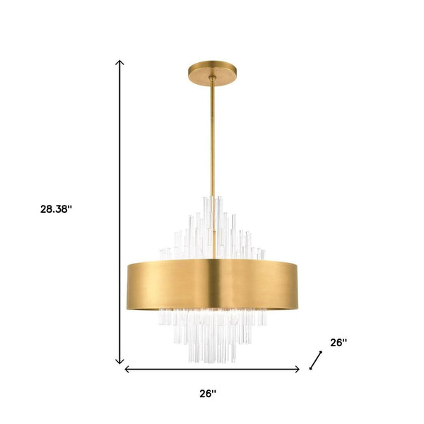 HomeRoots Ten Light Dimmable Chandelier – Modern Cylinder Design with Soft Fabric Shades for Ambiance & Style 687510