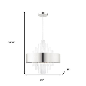 HomeRoots Ten Light Dimmable Chandelier - Modern Elegance with Cylindrical Design & Warm Fabric Shades 687511