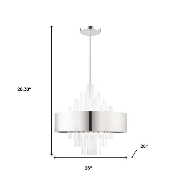 HomeRoots Ten Light Dimmable Chandelier - Modern Elegance with Cylindrical Design & Warm Fabric Shades 687511