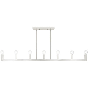 HomeRoots Seven Light Dimmable Chandelier with Cylindrical Shades for Modern Illumination in Any Space 687512