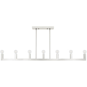 HomeRoots Seven Light Dimmable Chandelier with Cylindrical Shades for Modern Illumination in Any Space 687512