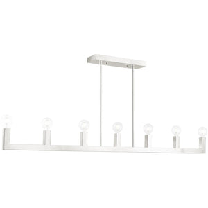 HomeRoots Seven Light Dimmable Chandelier with Cylindrical Shades for Modern Illumination in Any Space 687512