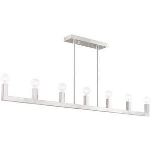 HomeRoots Seven Light Dimmable Chandelier with Cylindrical Shades for Modern Illumination in Any Space 687512
