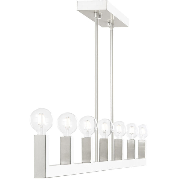 HomeRoots Seven Light Dimmable Chandelier with Cylindrical Shades for Modern Illumination in Any Space 687512