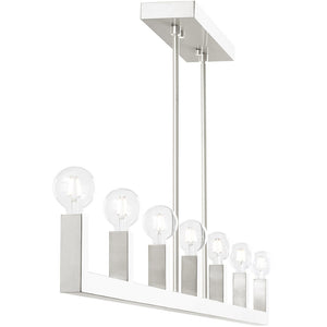HomeRoots Seven Light Dimmable Chandelier with Cylindrical Shades for Modern Illumination in Any Space 687512